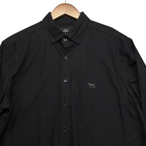 Rodd & Gunn Sports Fit Black Long Sleeve Button Down Shirt Mens L Cotton Italy